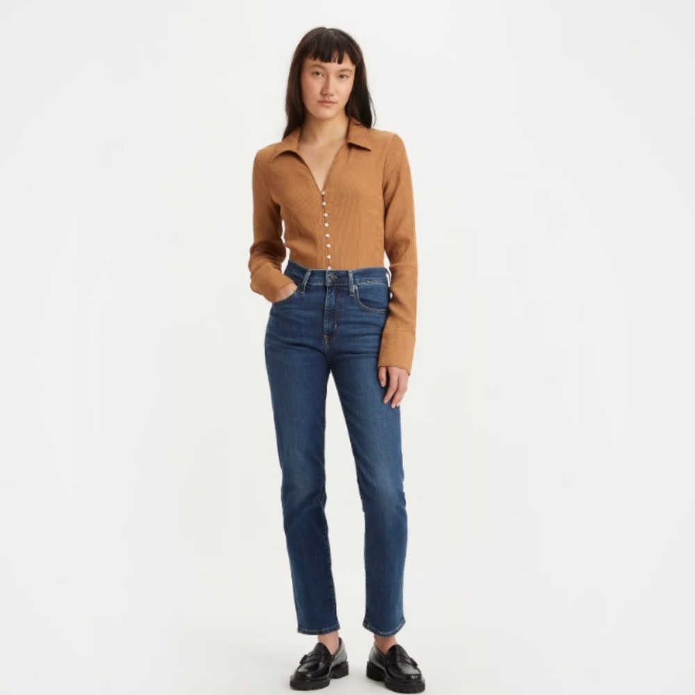 Levis 724 Premium High Rise Straight Crop Jeans